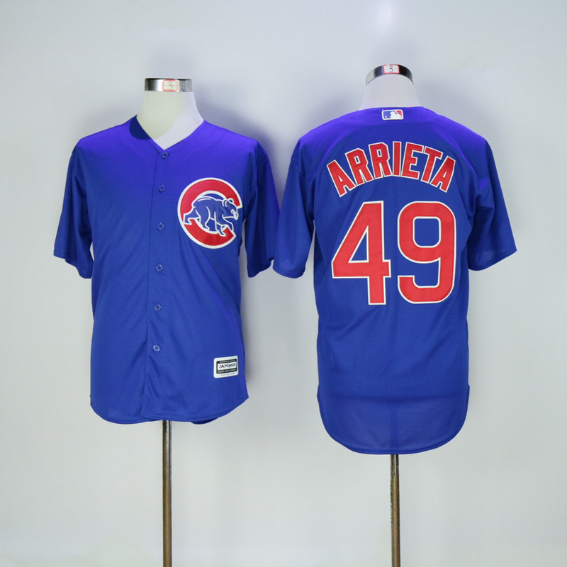 Men Chicago Cubs #49 Arrieta Blue MLB Jerseys